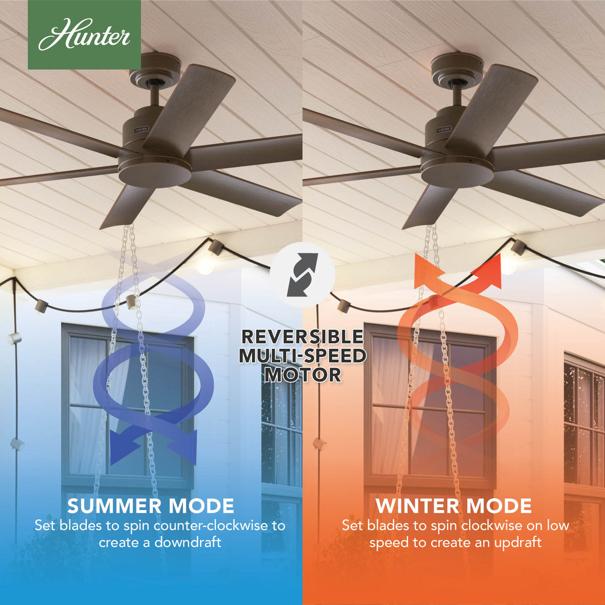 52 inch Kennicott Matte Bronze Damp Rated Ceiling Fan and Wall Control
