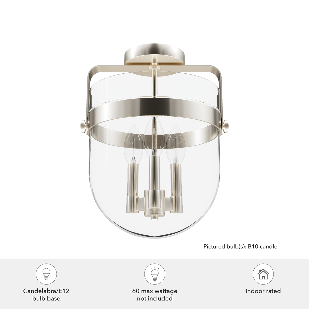Karloff 11.75-inch 3-light Alturas Gold Semi-Flush Mount with Clear Glass