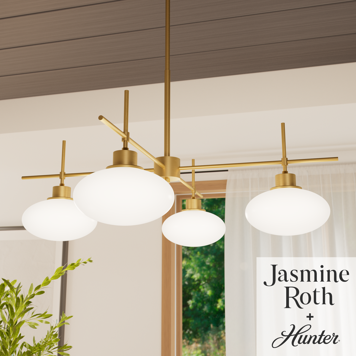 Getty 34-inch 4-light Luxe Gold Chandelier with Cased White Glass