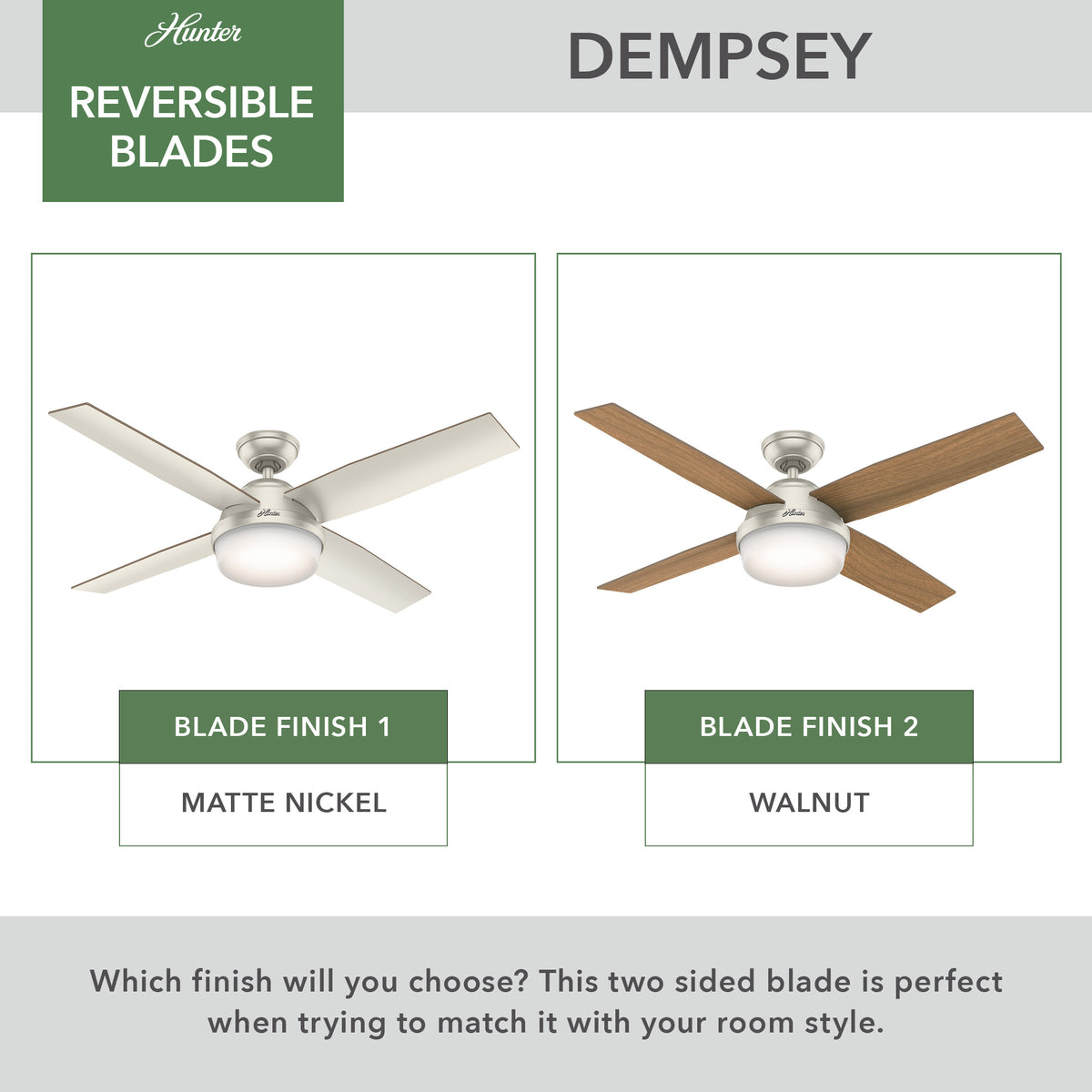 52 inch Dempsey Matte Nickel Damp Rated Ceiling Fan with LED Light Kit and Handheld Remote
