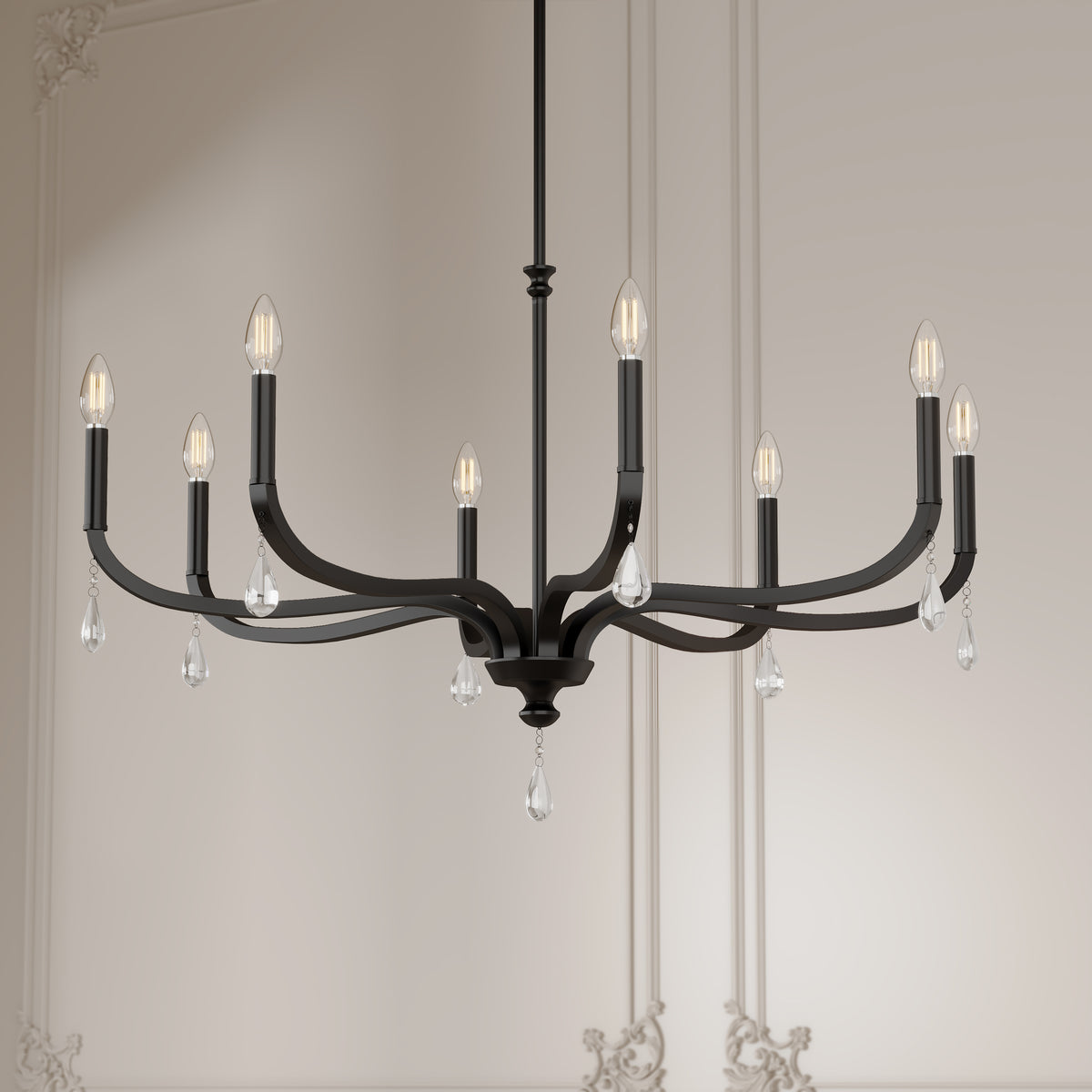 21.75'' Viremont Matte Black 8 Light Chandelier