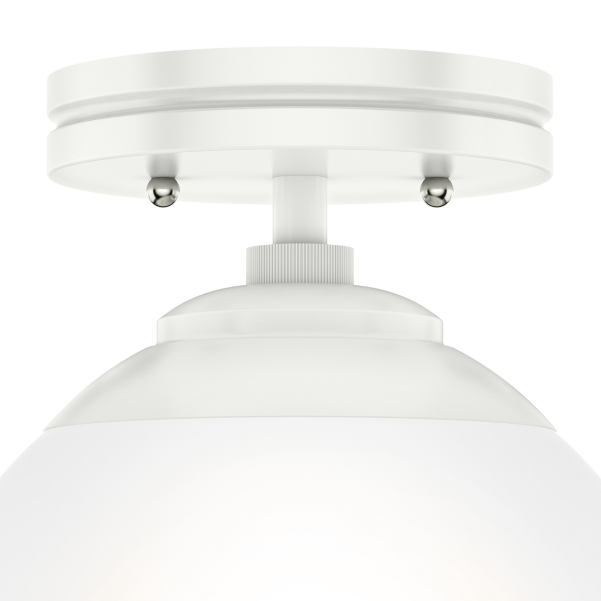 Hepburn 8-inch 1-light Matte White Semi-Flush Mount with Cased White Glass