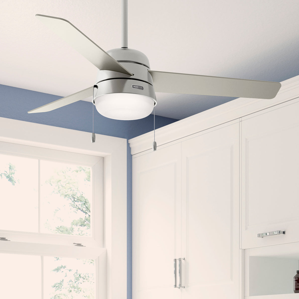 52 inch Aker Brushed Nickel Ceiling Fan with LED Light Kit and Pull Chain