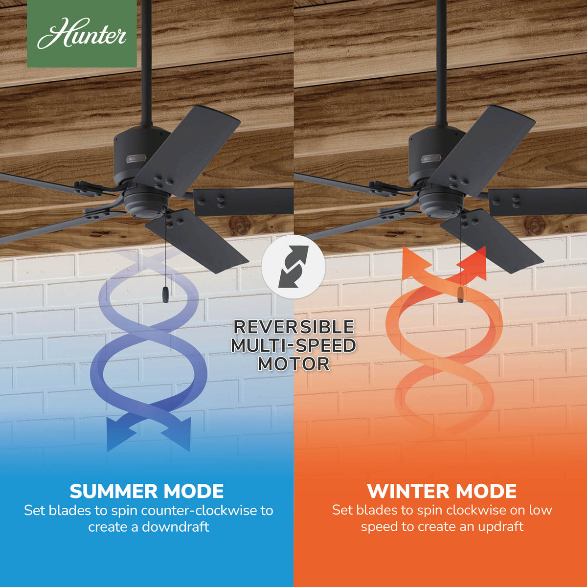 52 inch Windbound Matte Black Damp Rated Ceiling Fan and Pull Chain