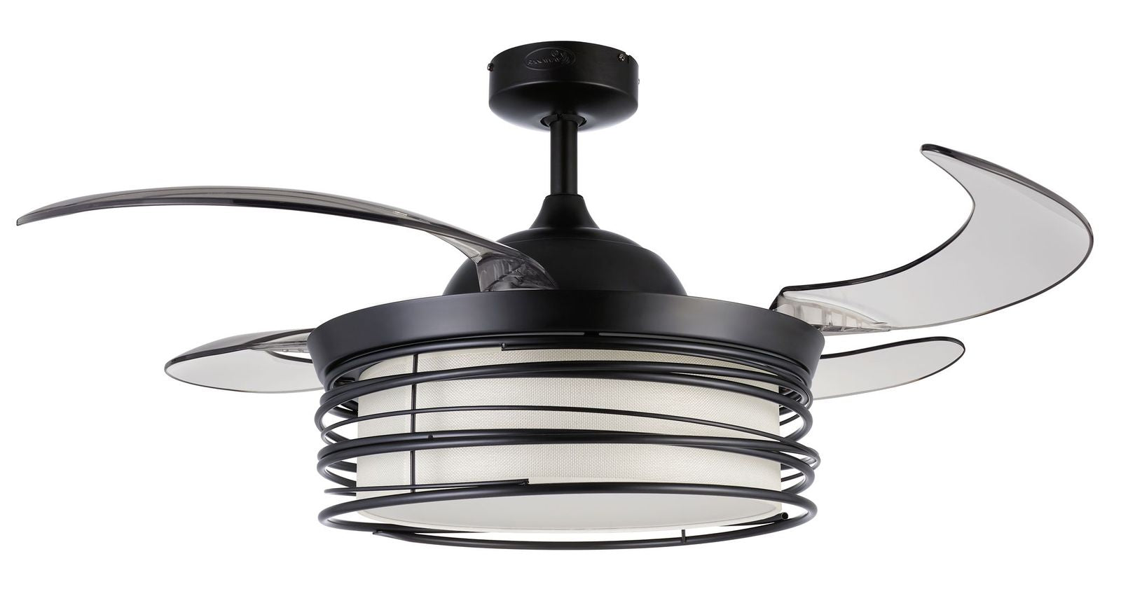 Luna 48 Inch 1 Light Color Adjustable Fan in Black with Retractable Blades