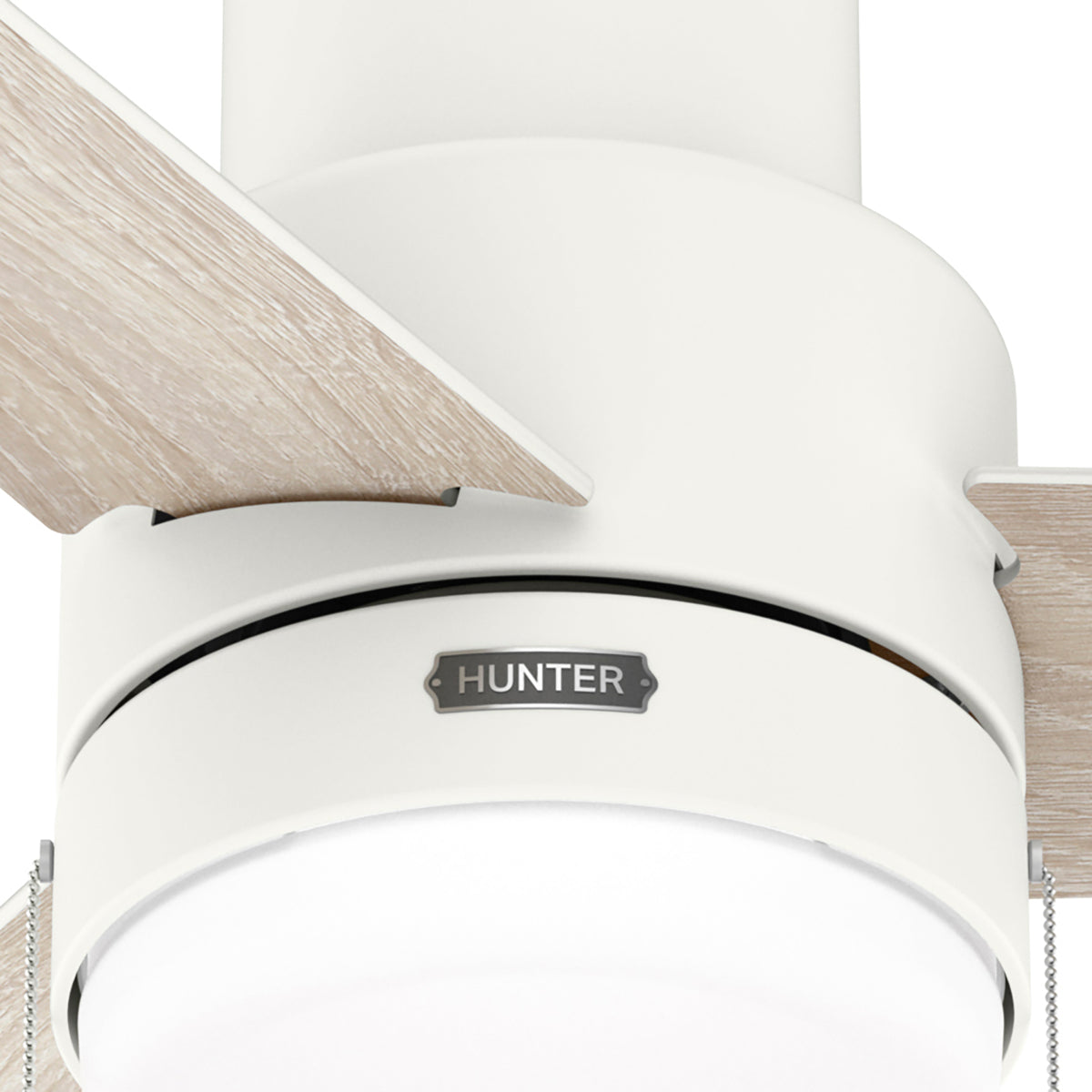 52 inch Brunner Matte White Low Profile Ceiling Fan with LED Light Kit and Pull Chain