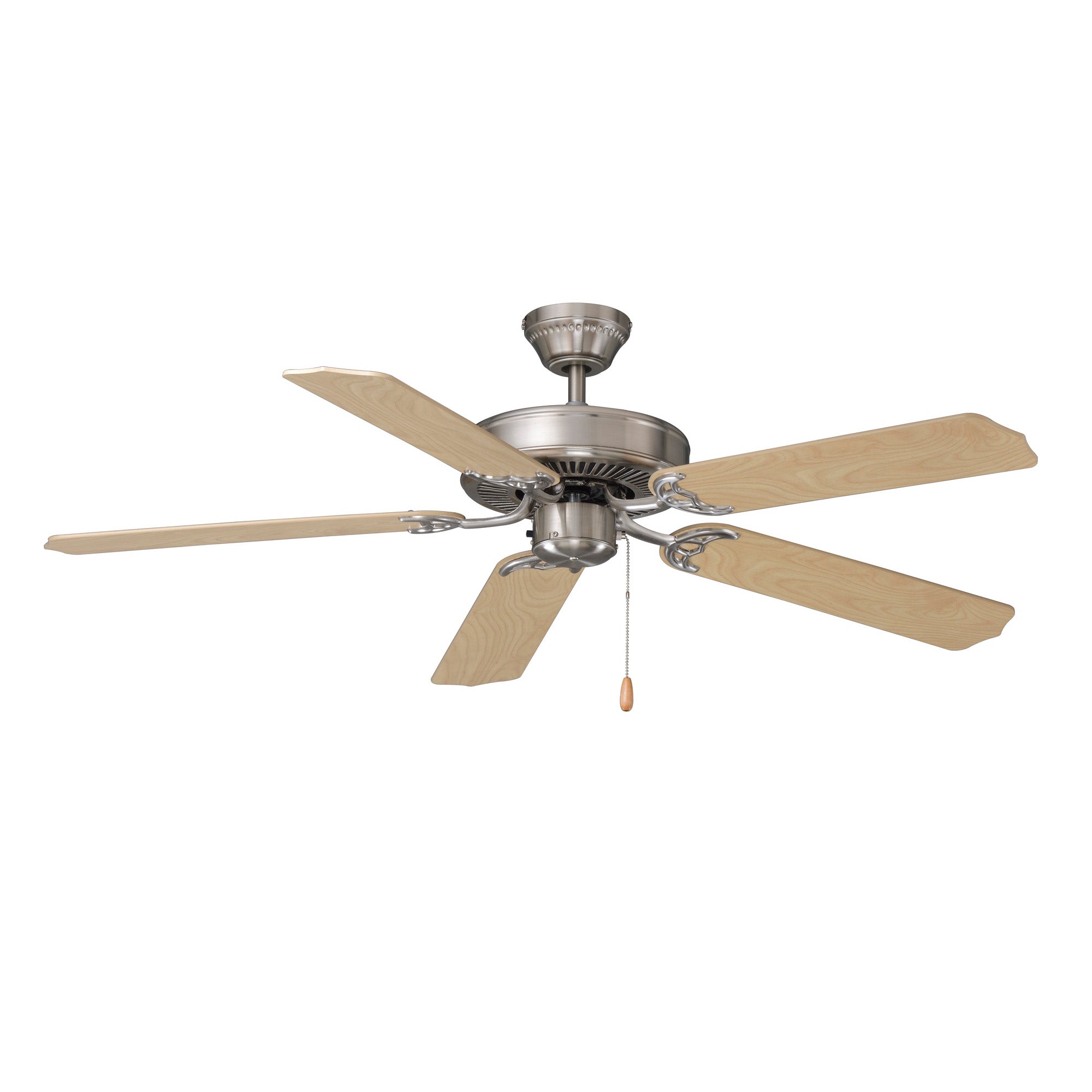 52 Inch Desert Moon AC Brushed Nickel Indoor Ceiling Fan 5 Natural Maple Blade Reversible