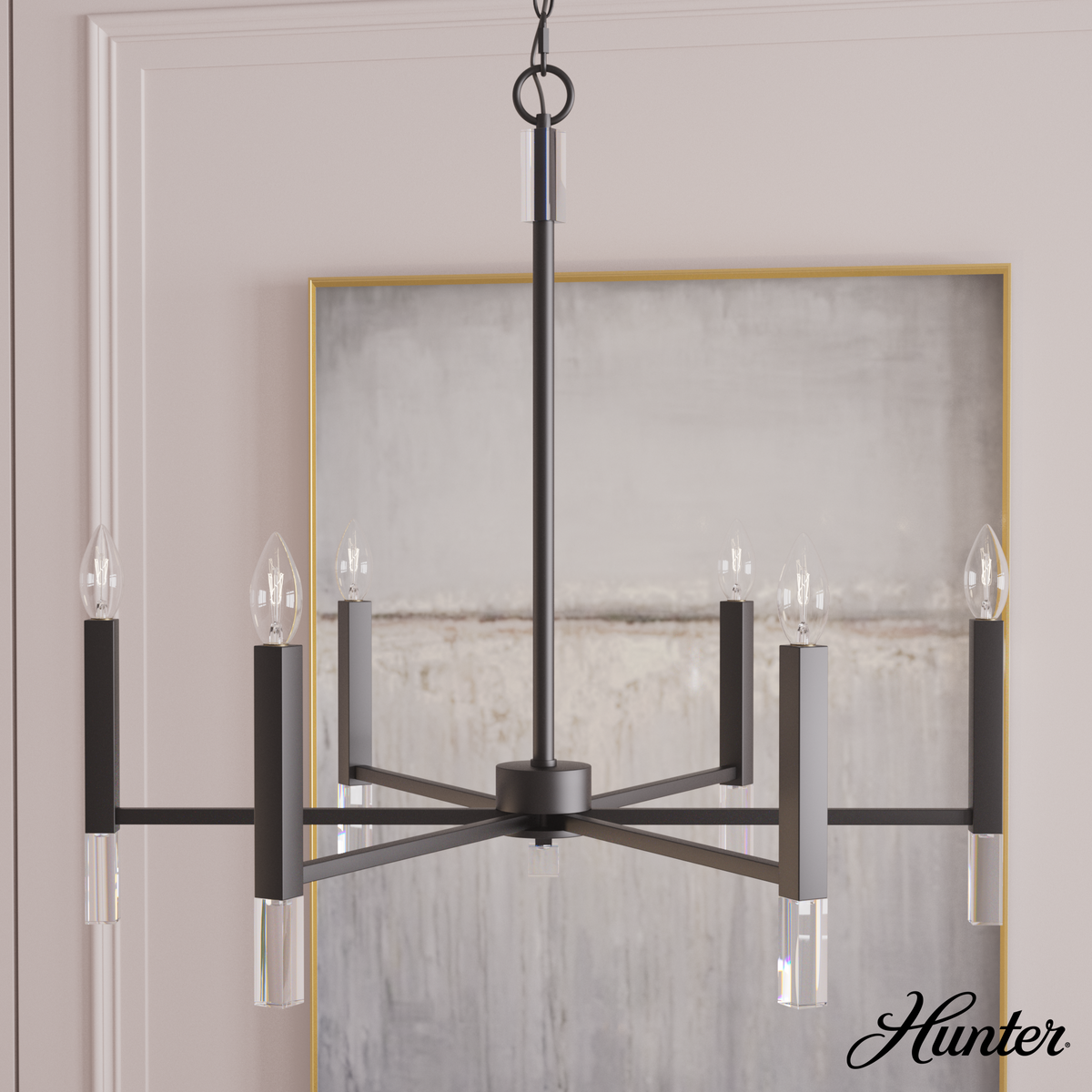 Kerrison 19-inch 4-light Natural Black Iron Lantern Pendant with Seeded Glass