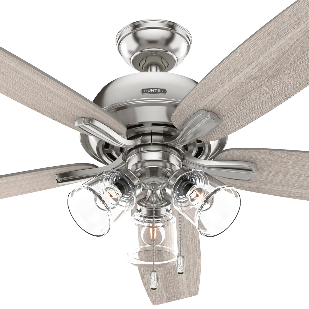 60 inch Dondra ENERGY STAR® Brushed Nickel Ceiling Fan with LED Light Kit and Pull Chain