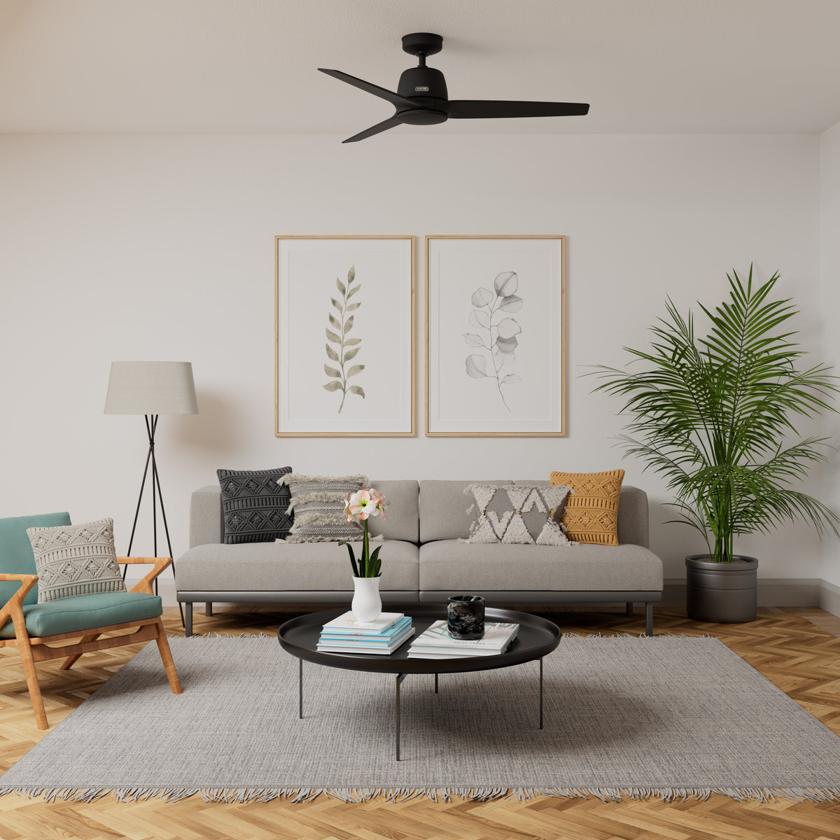 52 inch Malden Matte Black Ceiling Fan and Handheld Remote