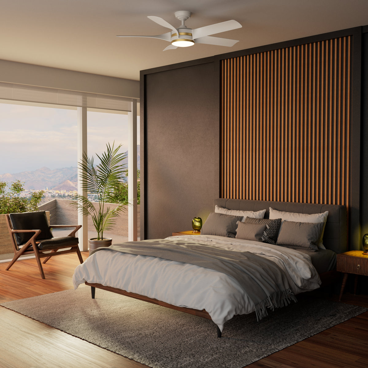 Casablanca 52 inch Julia ENERGY STAR® Fresh White Damp Rated Ceiling Fan with LED Light Kit and Wall Control
