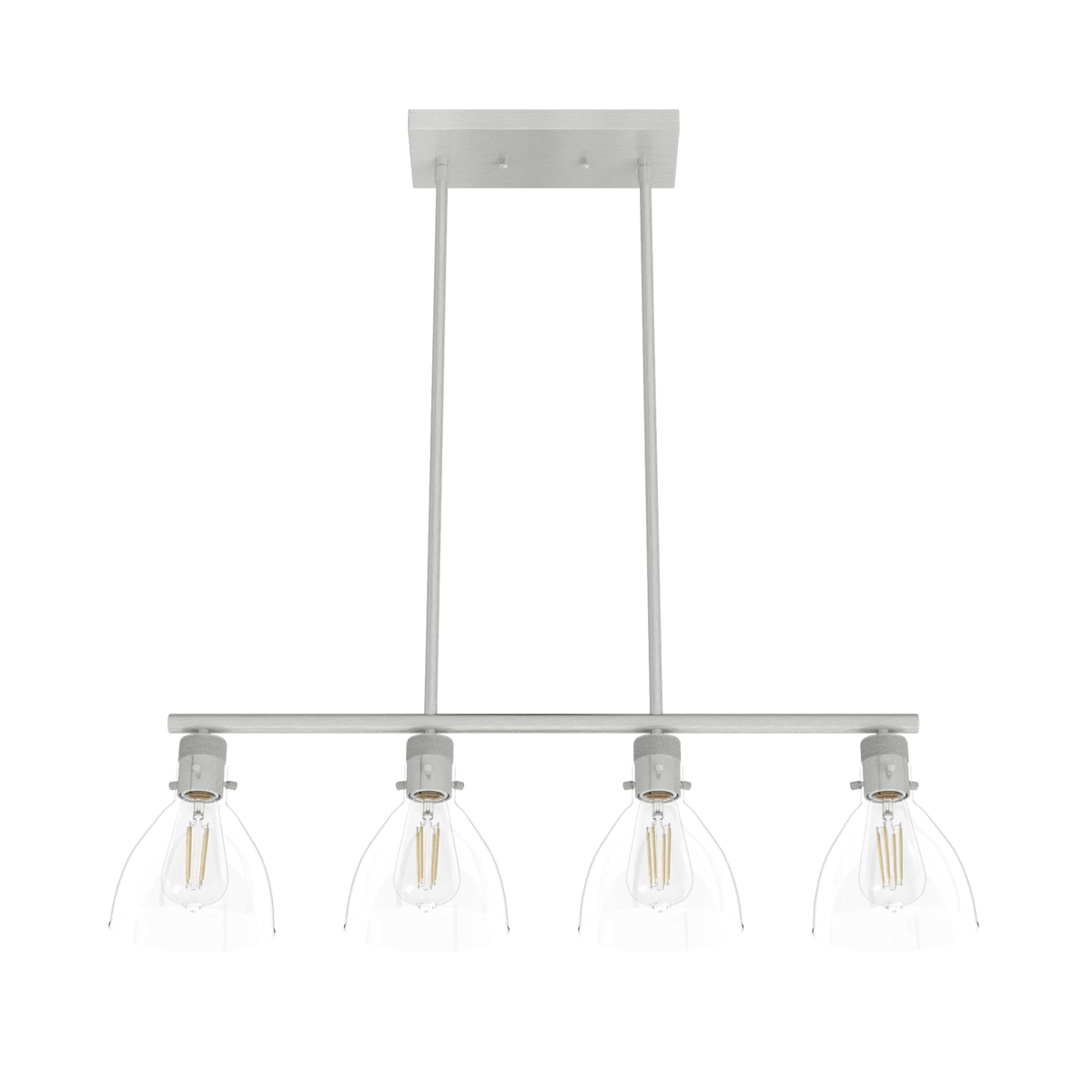 Van Nuys 32-inch 4-light Brushed Nickel Linear Chandelier with Clear Glass