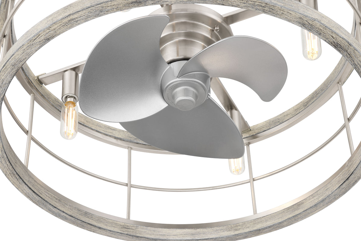 22 inch Bridgette Fandelier Brushed Nickel Ceiling Fan with Light Kit and Handheld Remote
