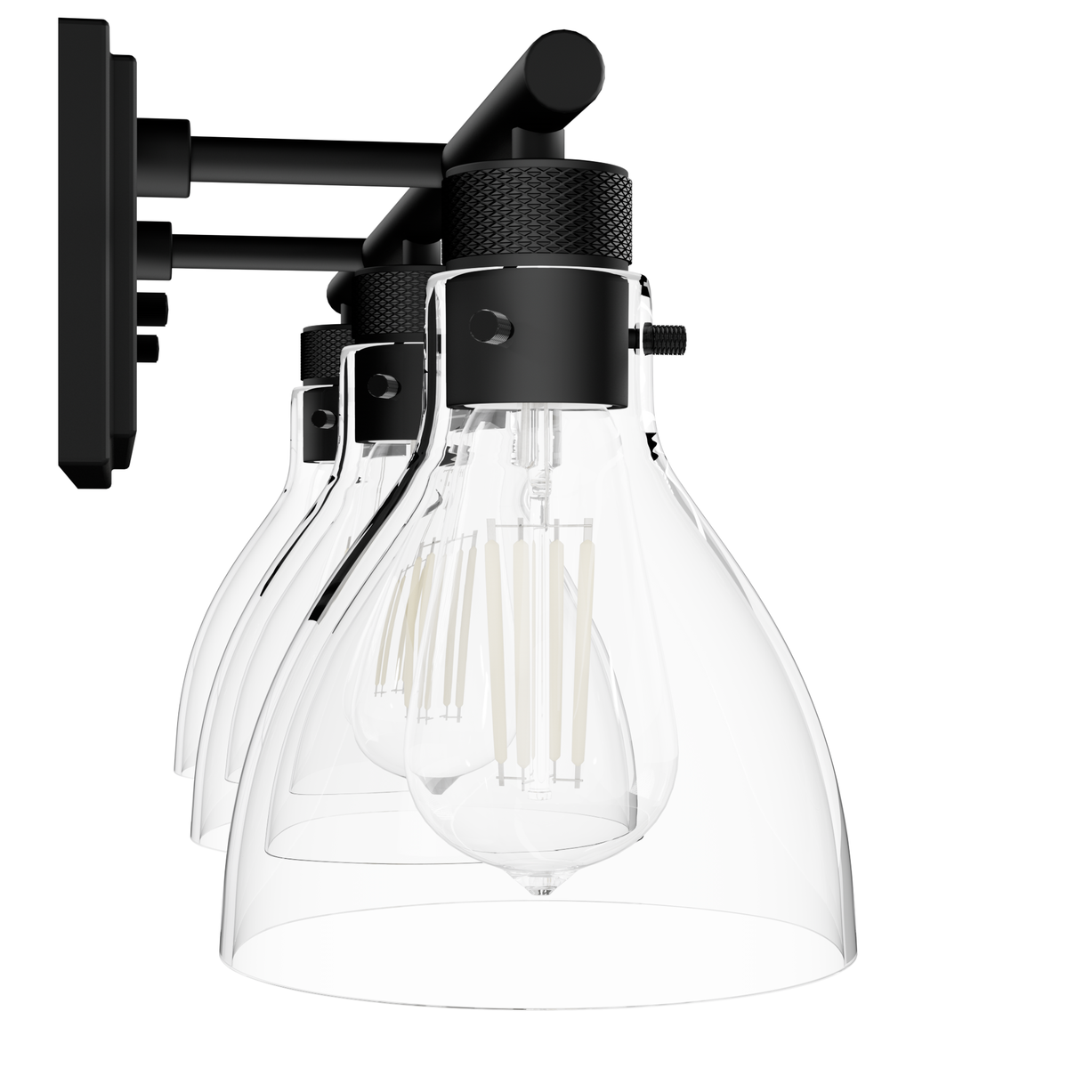 Van Nuys 23.5-inch 3-light Matte Black Vanity Light with Clear Glass