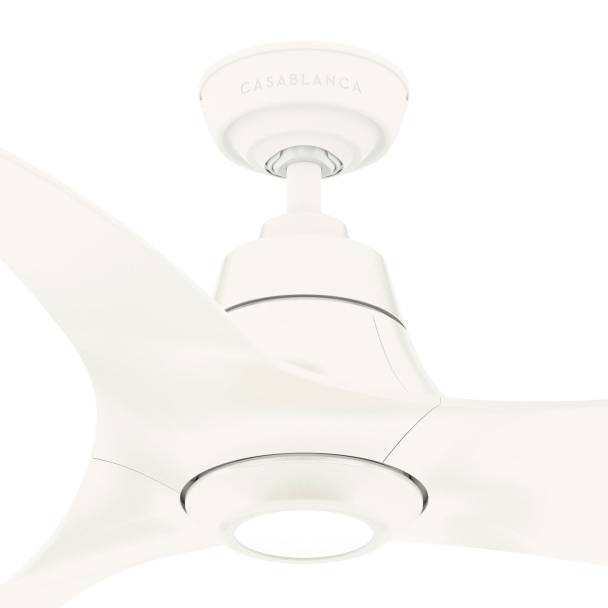 Casablanca 60 inch Stingray ENERGY STAR® Matte White Damp Rated Ceiling Fan with LED Light Kit and Handheld Remote