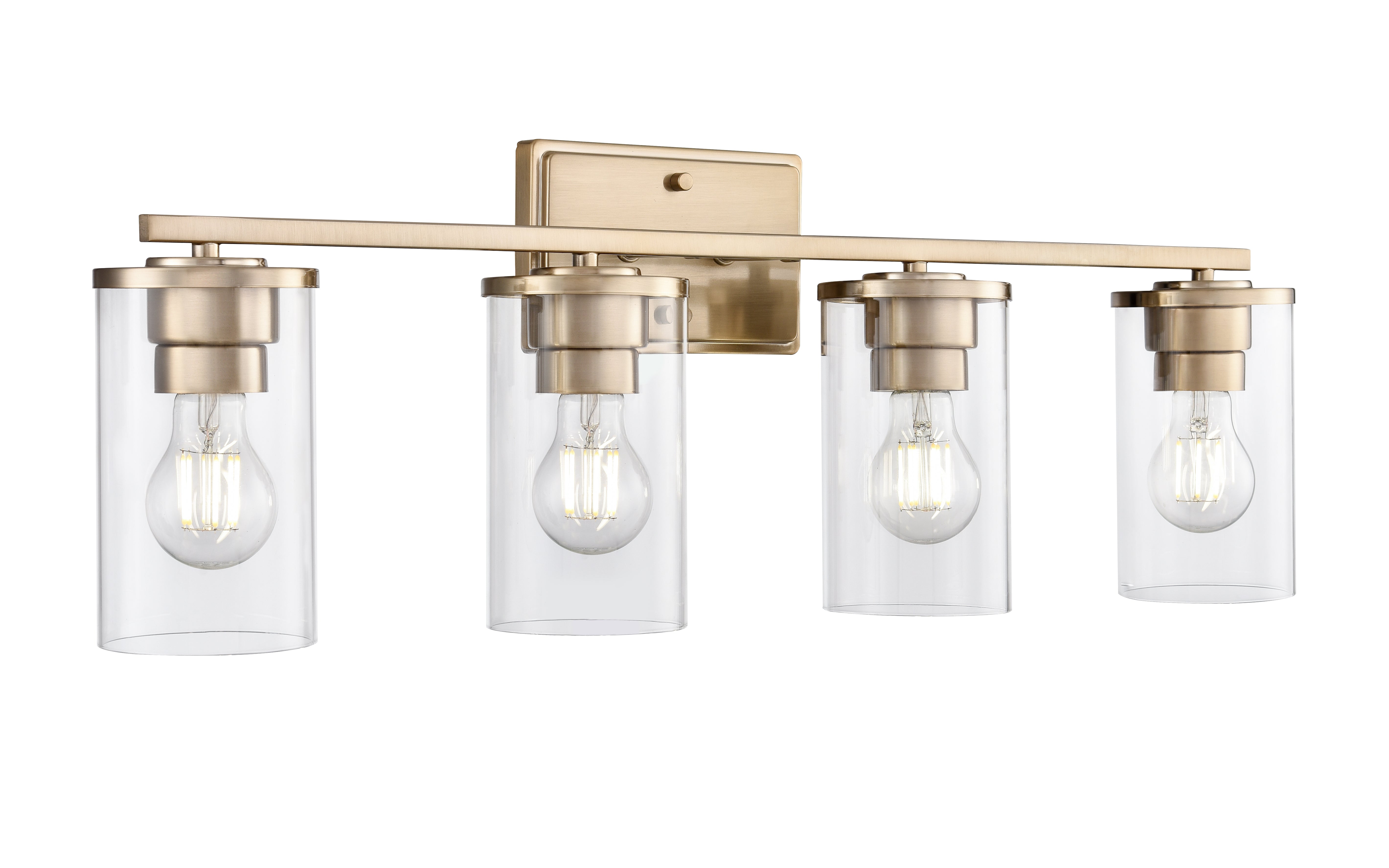27.75-inch Verlana Modern Gold 4-Light Clear Glass Bathroom Vanity Light