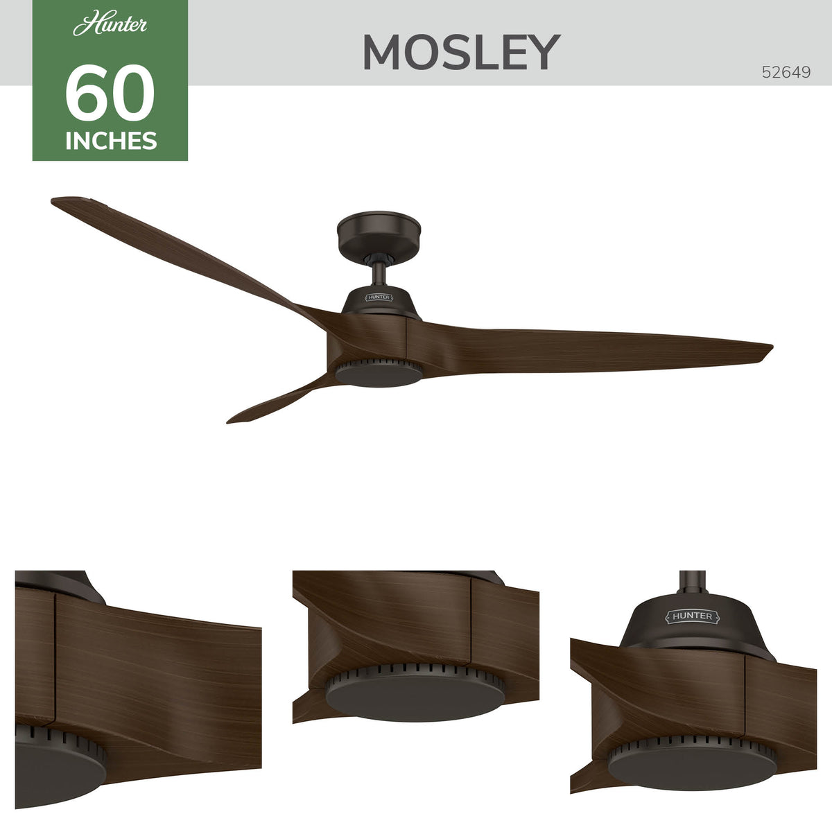 60 inch Mosley ENERGY STAR® Premier Bronze Damp Rated Ceiling Fan and Wall Control