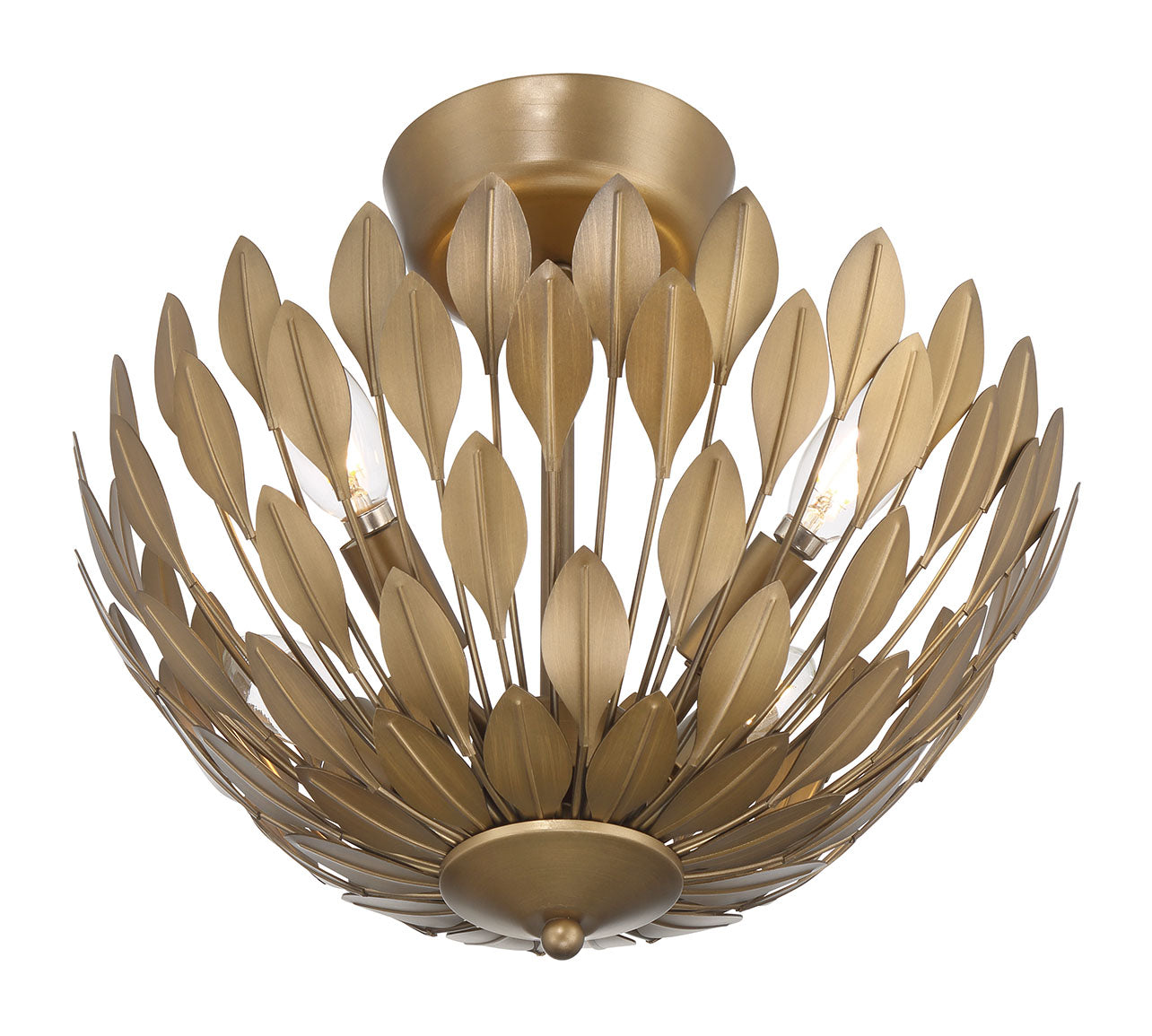 12.75'' Merylmint Painted Aged Brass 4 Light Semi-Flush Mount