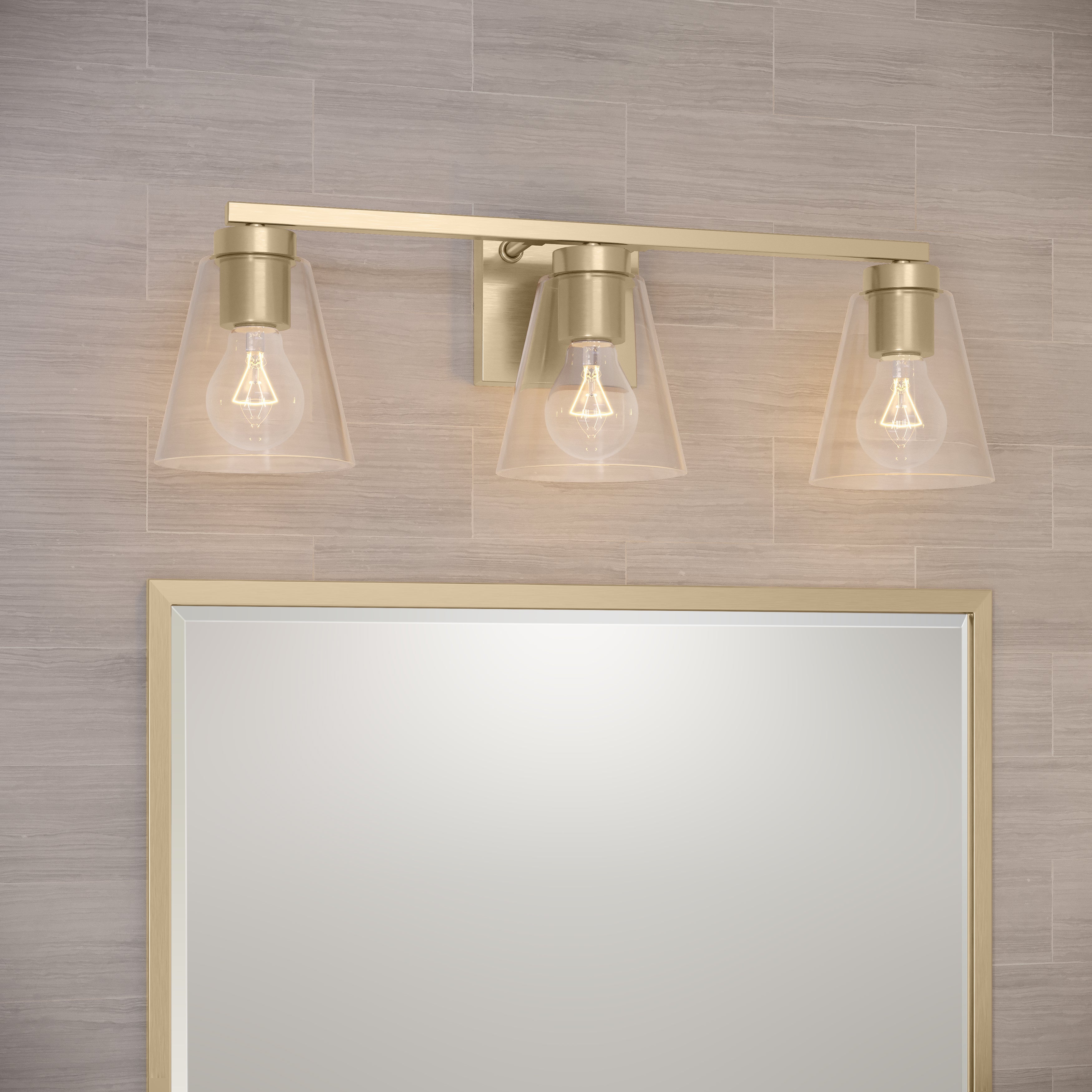 22-inch Strayhan Modern Gold 3-Light Clear Glass Bathroom Vanity Light