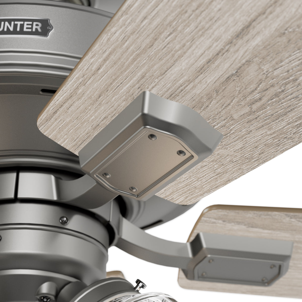 52 inch Crestfield HunterExpress Matte Silver Ceiling Fan with LED Light Kit and Pull Chain