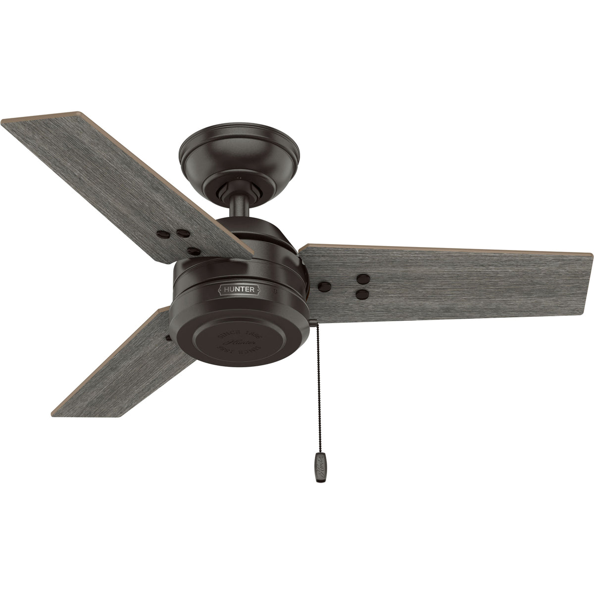 36 inch Cassius Noble Bronze Damp Rated Ceiling Fan and Pull Chain