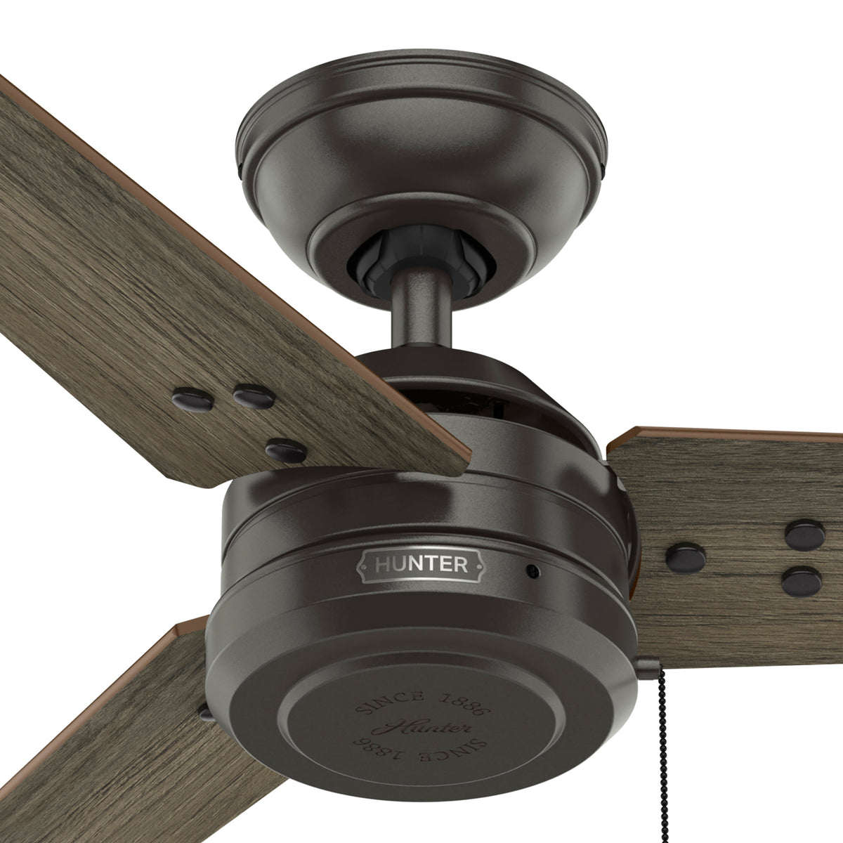 44 inch Cassius Noble Bronze Damp Rated Ceiling Fan and Pull Chain