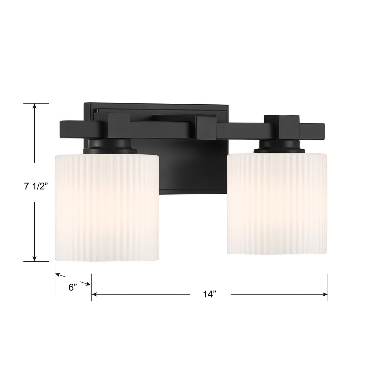 14'' Abelson Matte Black 2 Light Bath Vanity