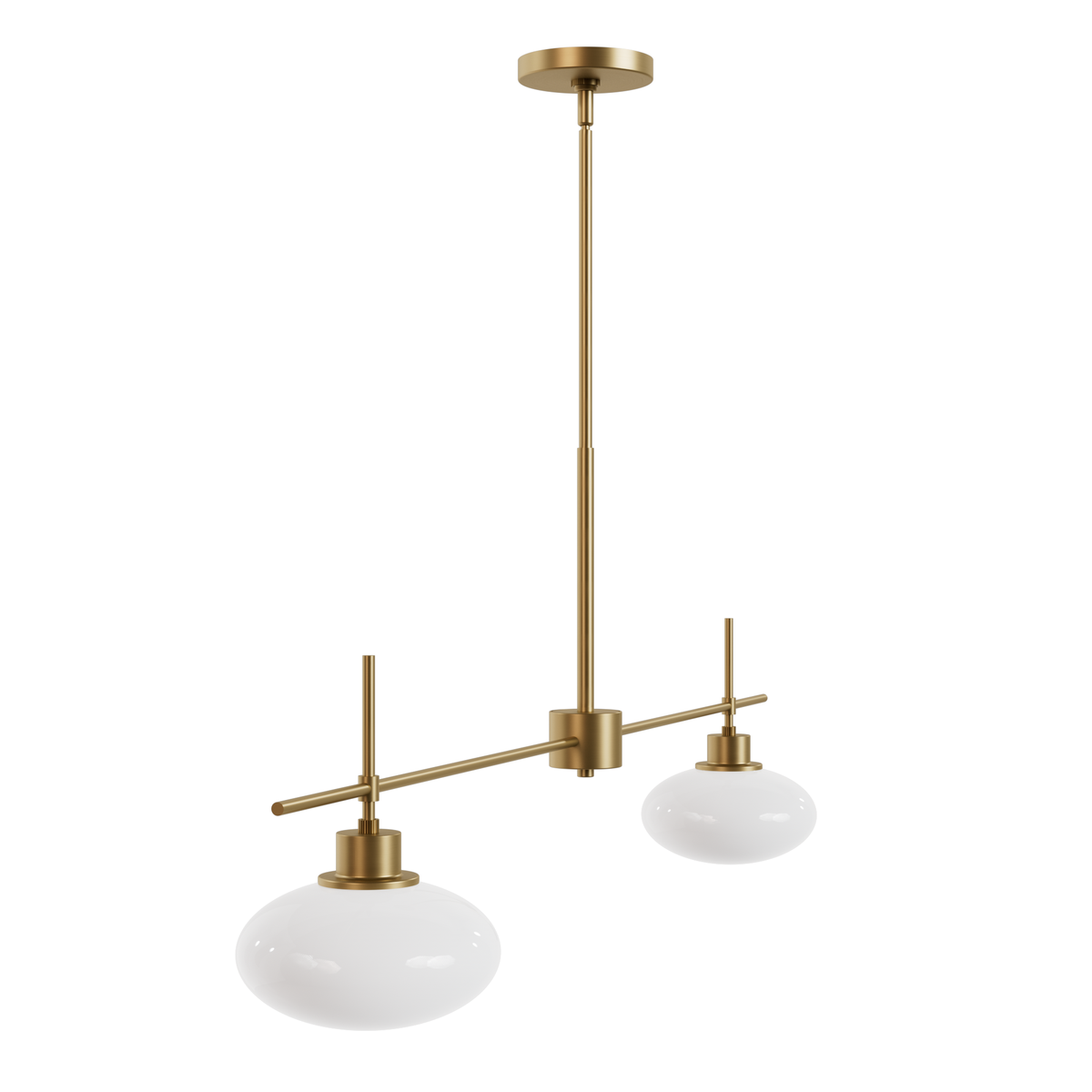 Getty 52-inch 2-light Luxe Gold Linear Chandelier with Cased White Glass
