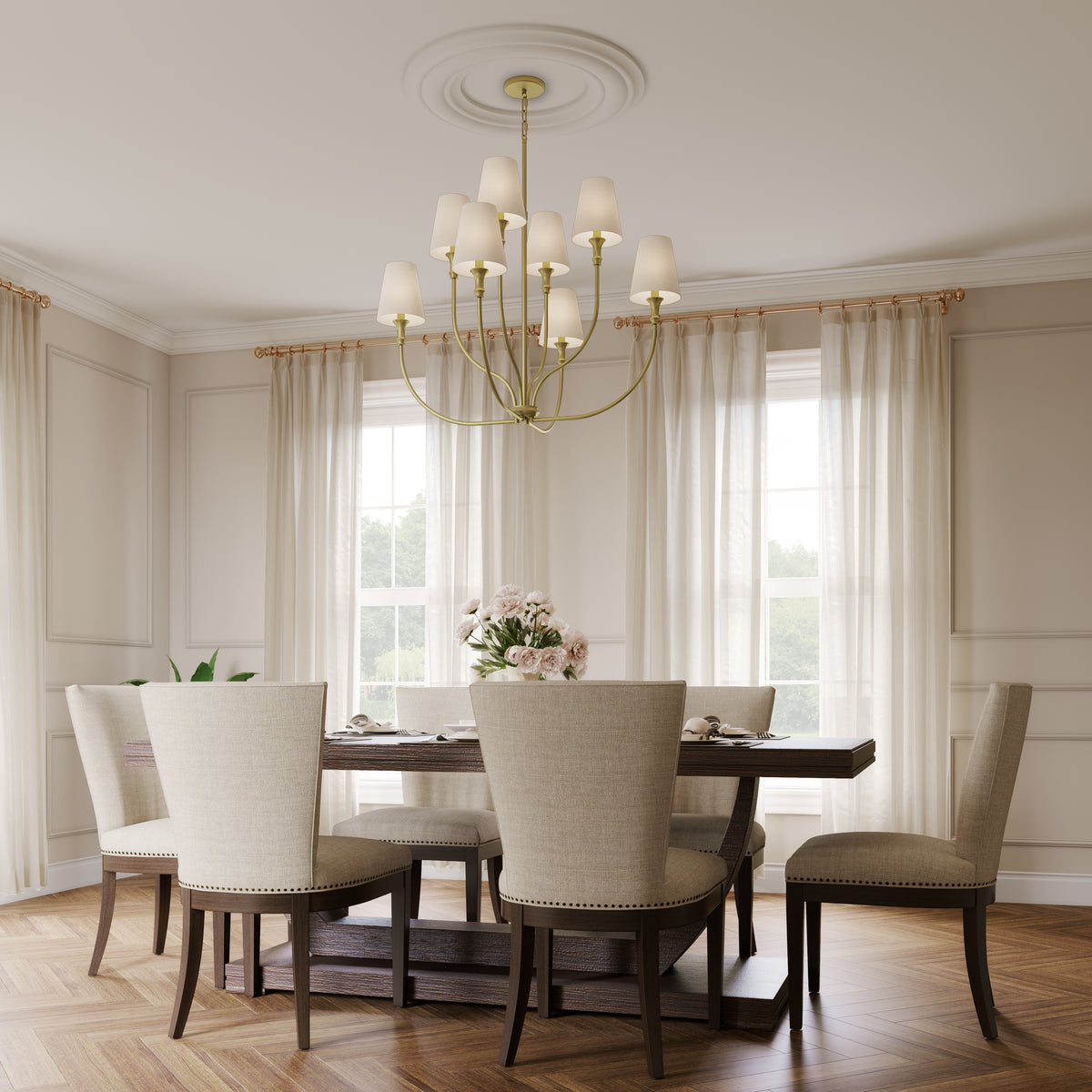 38.25'' Mairbourne Vintage Brass 8 Light Chandelier