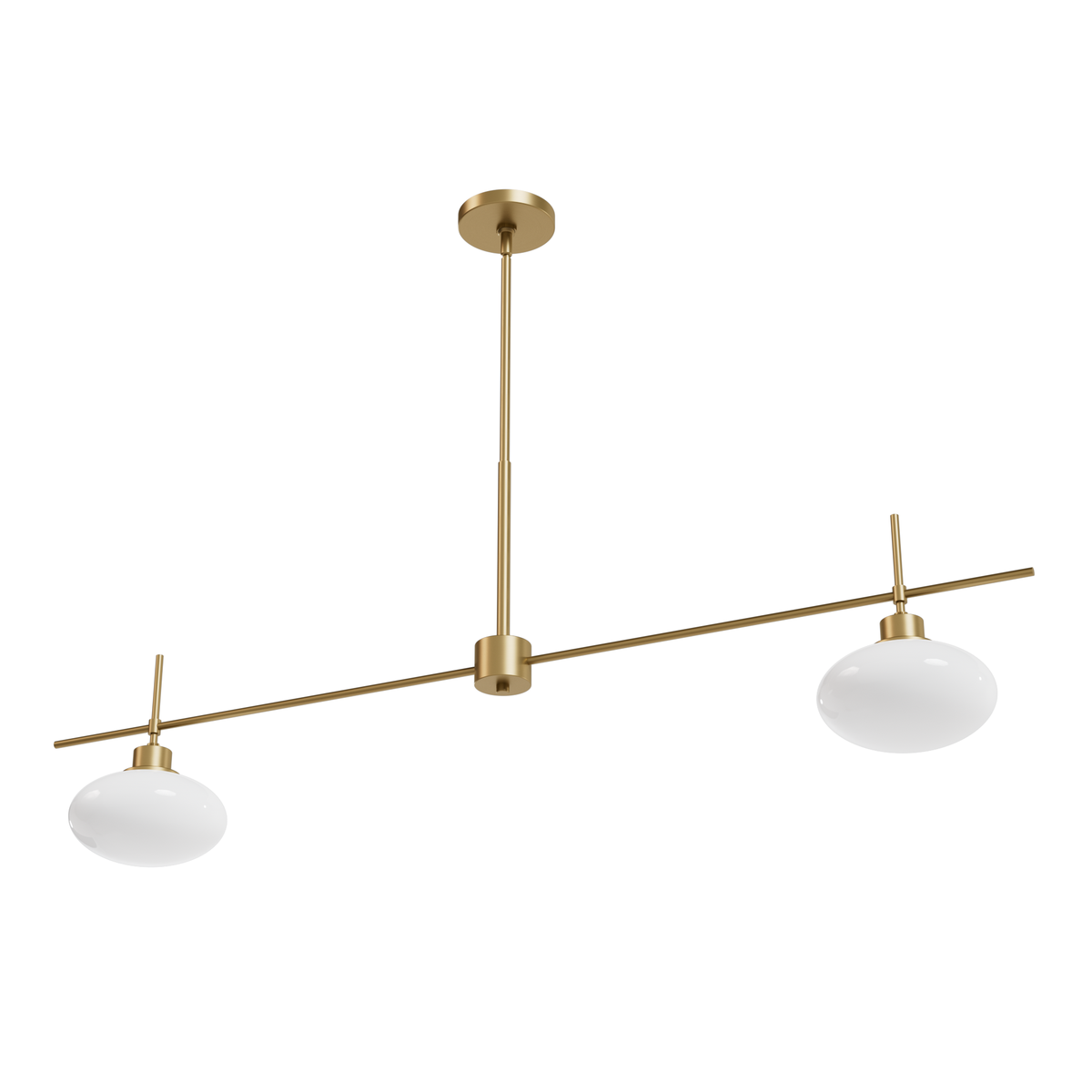 Getty 52-inch 2-light Luxe Gold Linear Chandelier with Cased White Glass