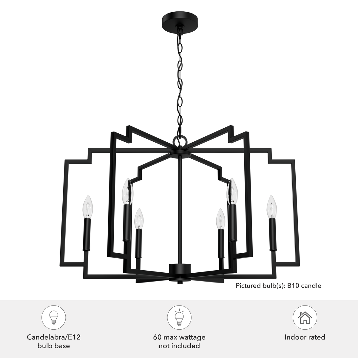Zoanne 30-inch 6-light Matte Black Lantern Chandelier