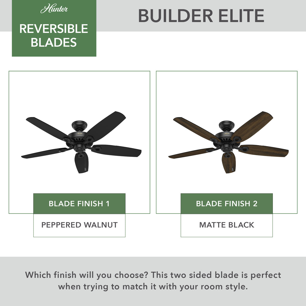 52 inch Builder Matte Black Ceiling Fan and Pull Chain