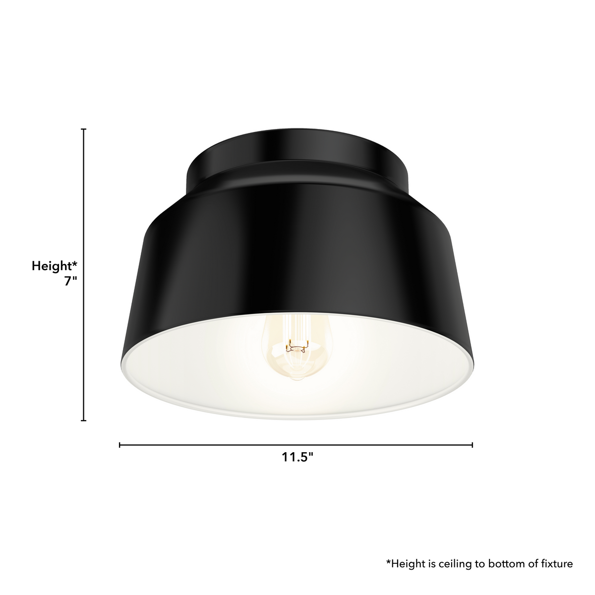 Cranbrook 11.5-inch 1-light Matte Black Flush Mount Ceiling Light with Metal Shade