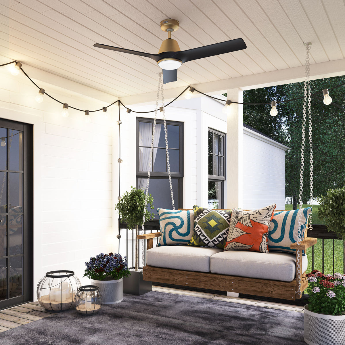 52 inch Aeronaut Wi-Fi ENERGY STAR® Luxe Gold Damp Rated Ceiling Fan with LED Light Kit and Handheld Remote