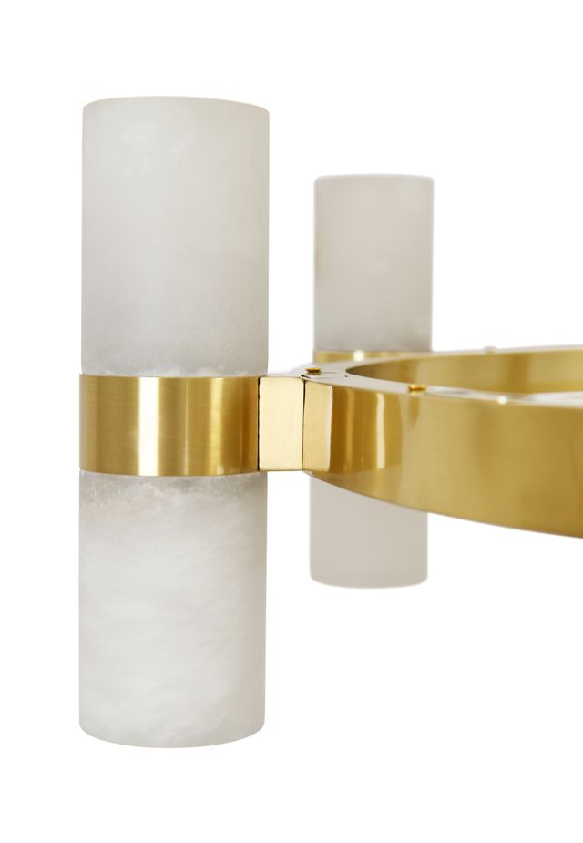 Luella 16 Light Brass Chandelier with Alabaster Shades