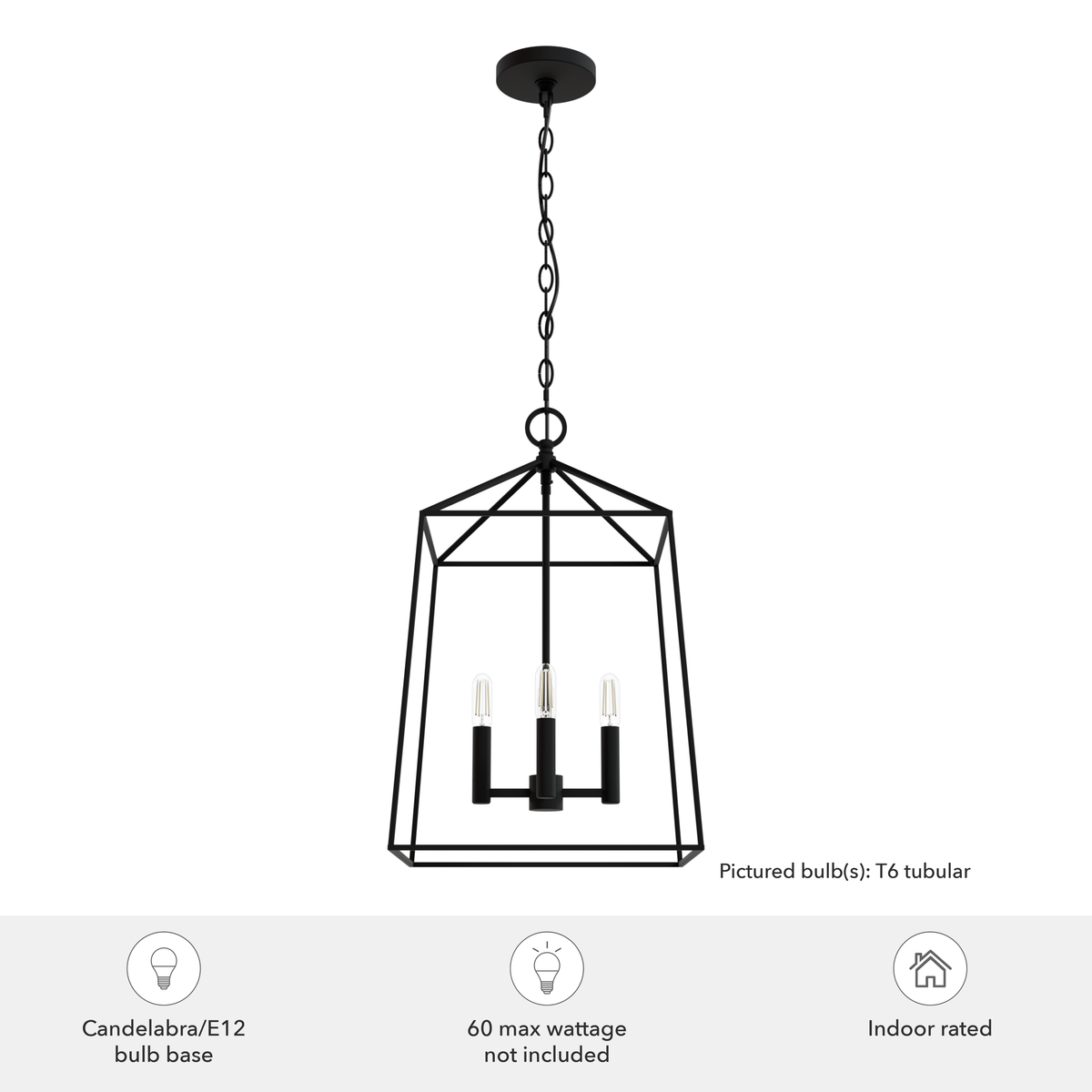 Fair Oaks 13-inch 4-light Matte Black Lantern Pendant