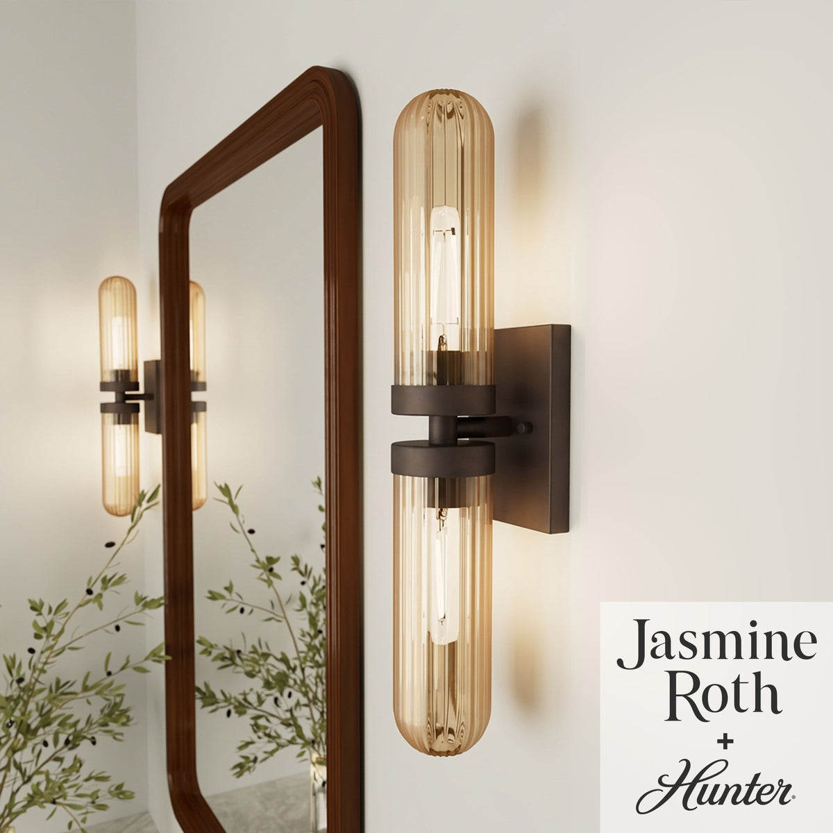Beverly Glen 24-inch 2-light Matte Bronze Vanity Light with Amber Glass