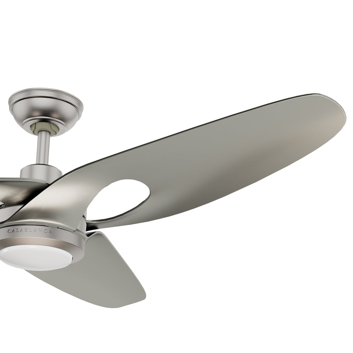 Casablanca 60 inch Inez ENERGY STAR® Brushed Nickel Damp Rated LED Ceiling Fan with Wall Control and Handheld Remote