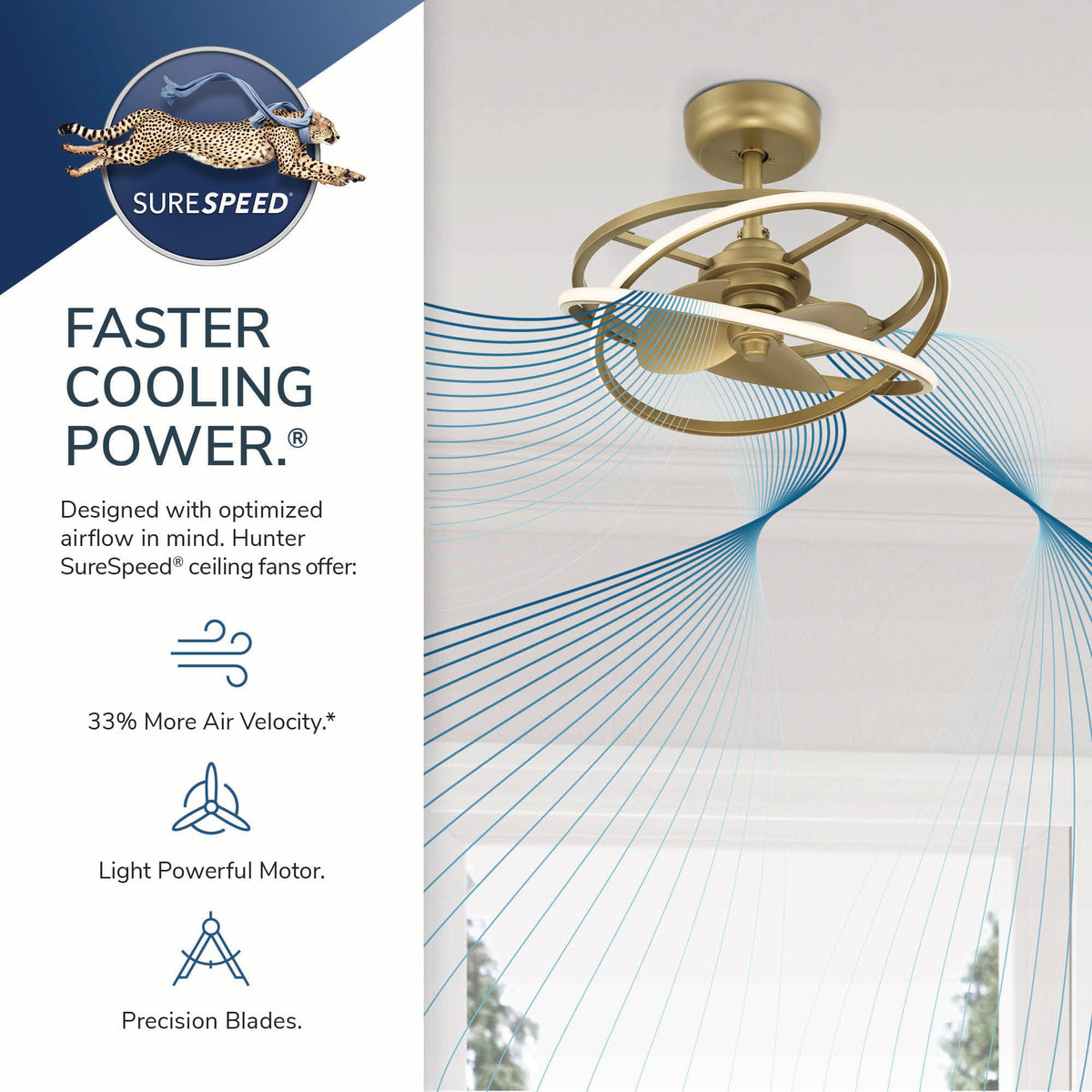 20 inch Cirro Fandelier Luxe Gold Ceiling Fan with LED Light Kit and Handheld Remote