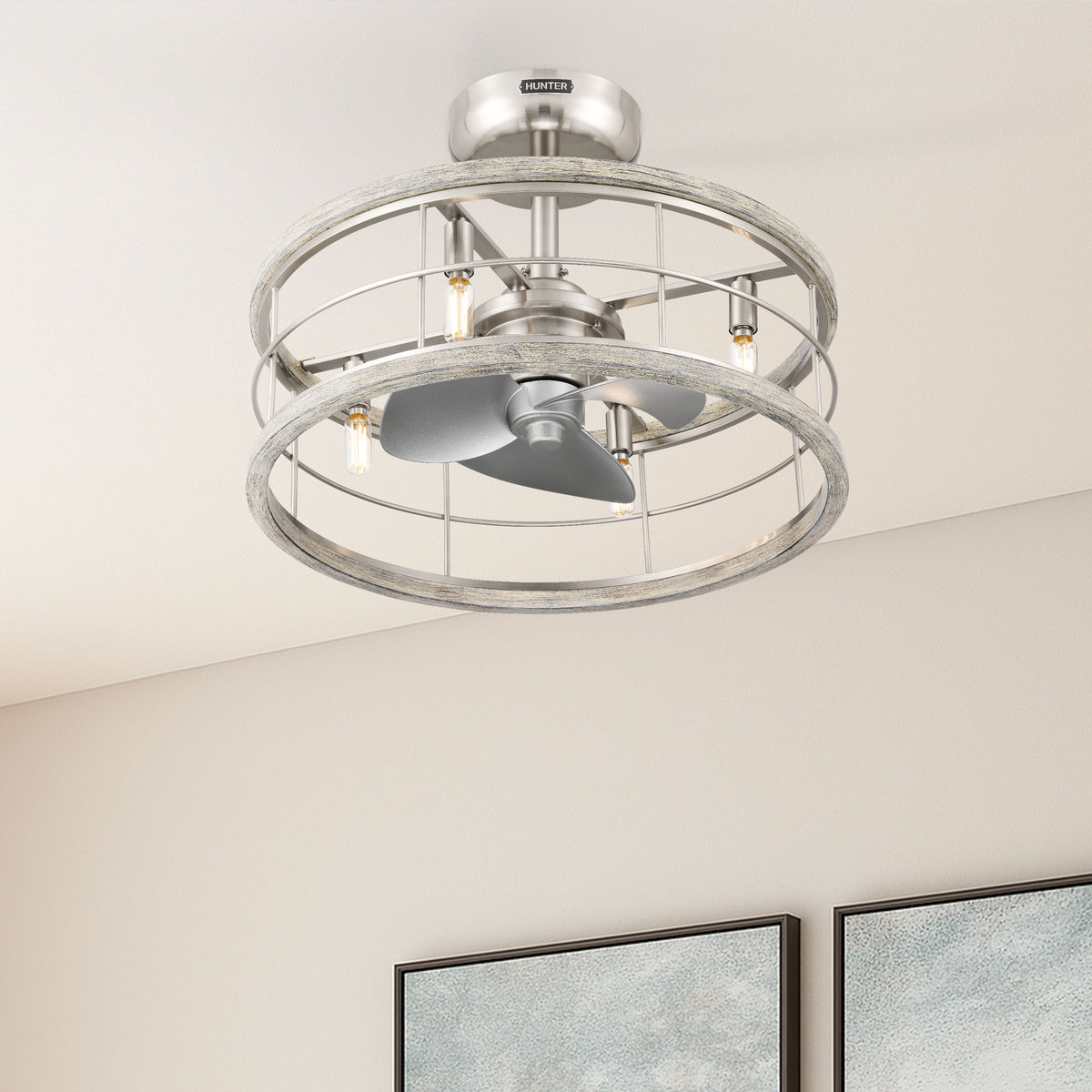 22 inch Bridgette Fandelier Brushed Nickel Ceiling Fan with Light Kit and Handheld Remote