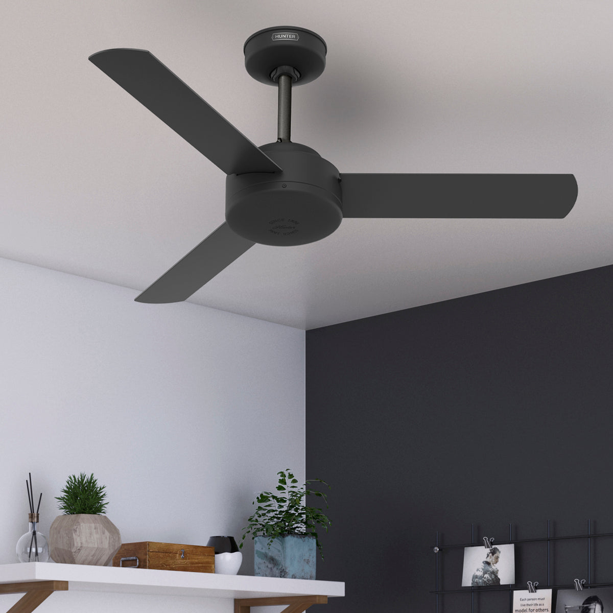 44 inch Presto Matte Black Ceiling Fan and Wall Control