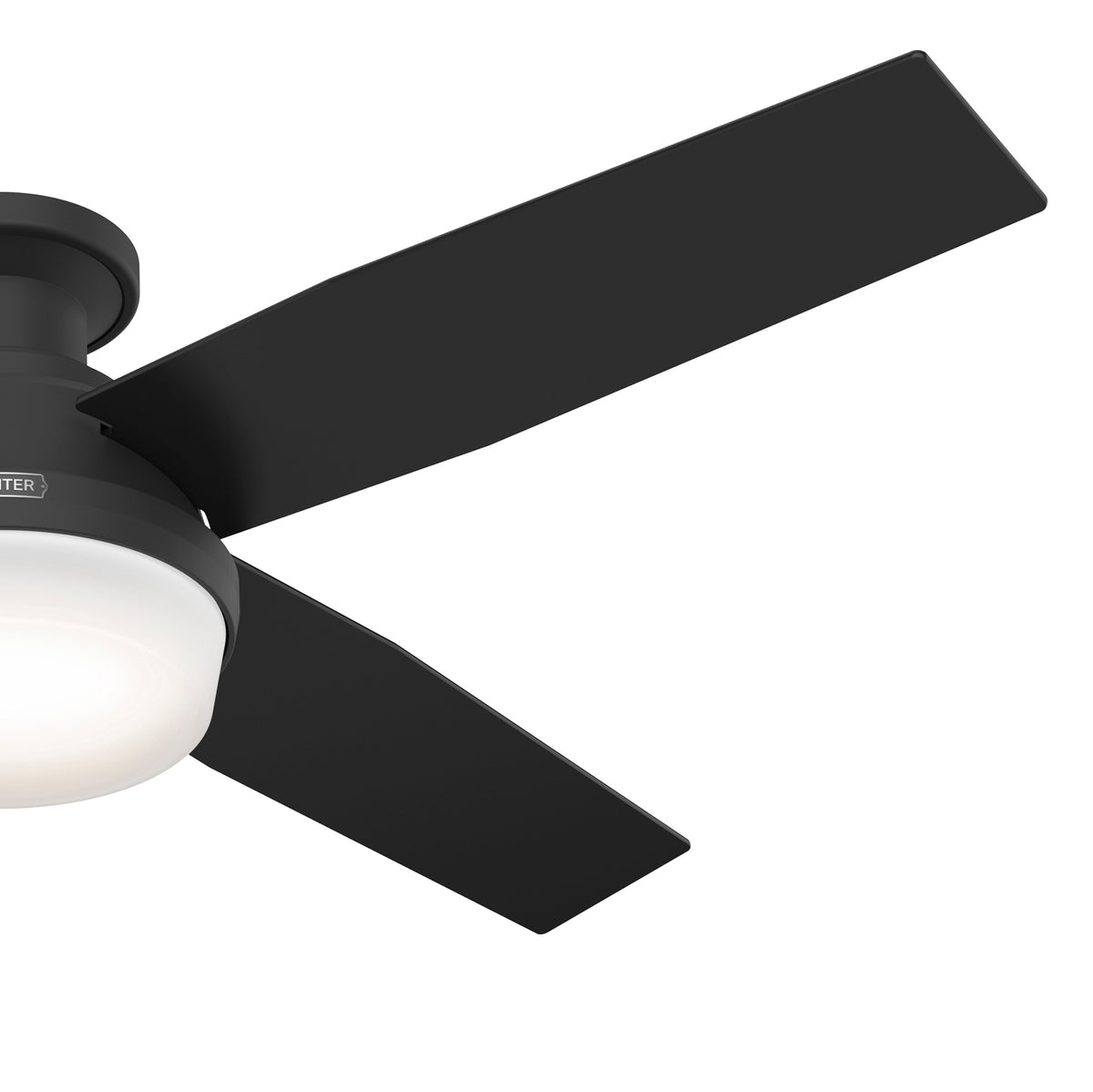 52 inch Dempsey Matte Black Low Profile Ceiling Fan with LED Light Kit and Handheld Remote