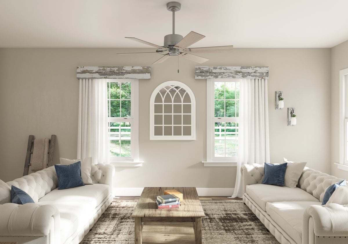 52 inch Gilrock Matte Silver Ceiling Fan and Pull Chain