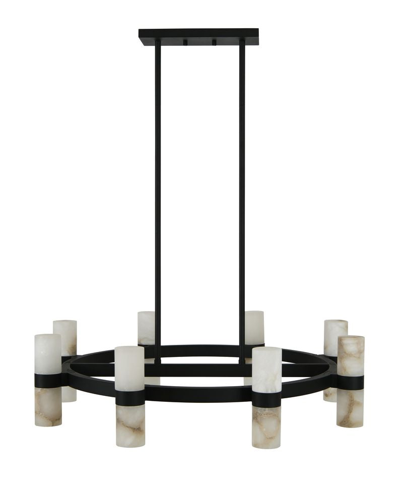 Luella 16 Light Black Chandelier with Alabaster Shades