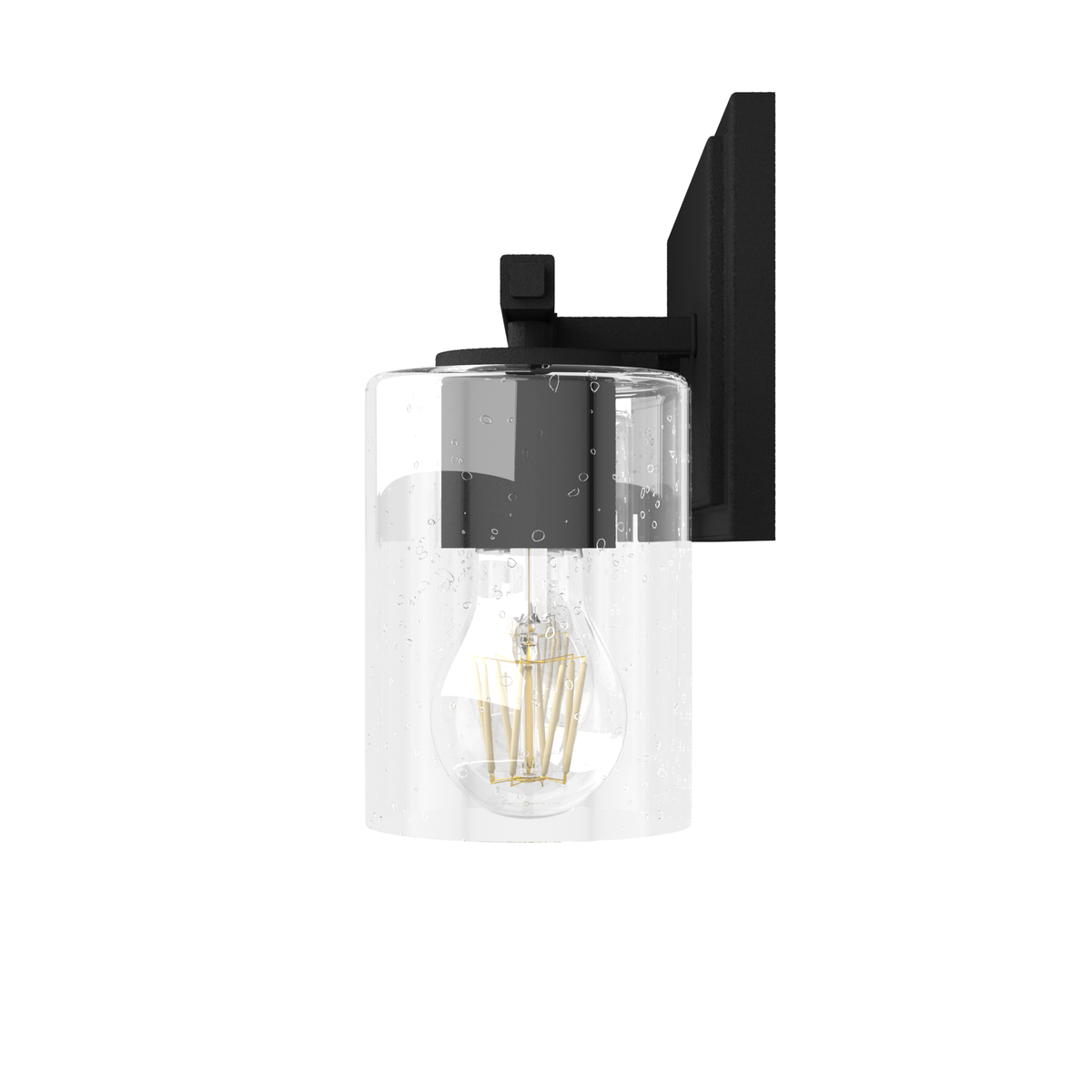 Kerrison 12-inch 3-light Natural Black Iron Vanity Light with Seeded Glass