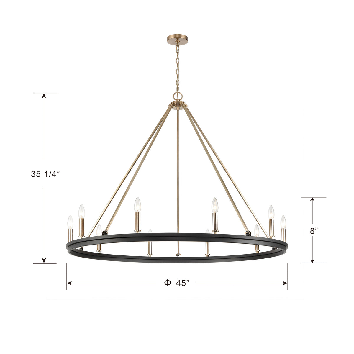 32'' Carruth Matte Black/Modern Gold 10 Light Chandelier