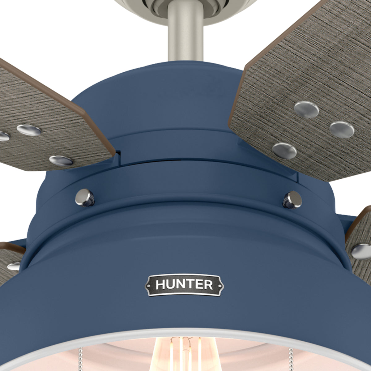 52 inch Mill Valley Indigo Blue Damp Rated Ceiling Fan with LED Light Kit and Pull Chain