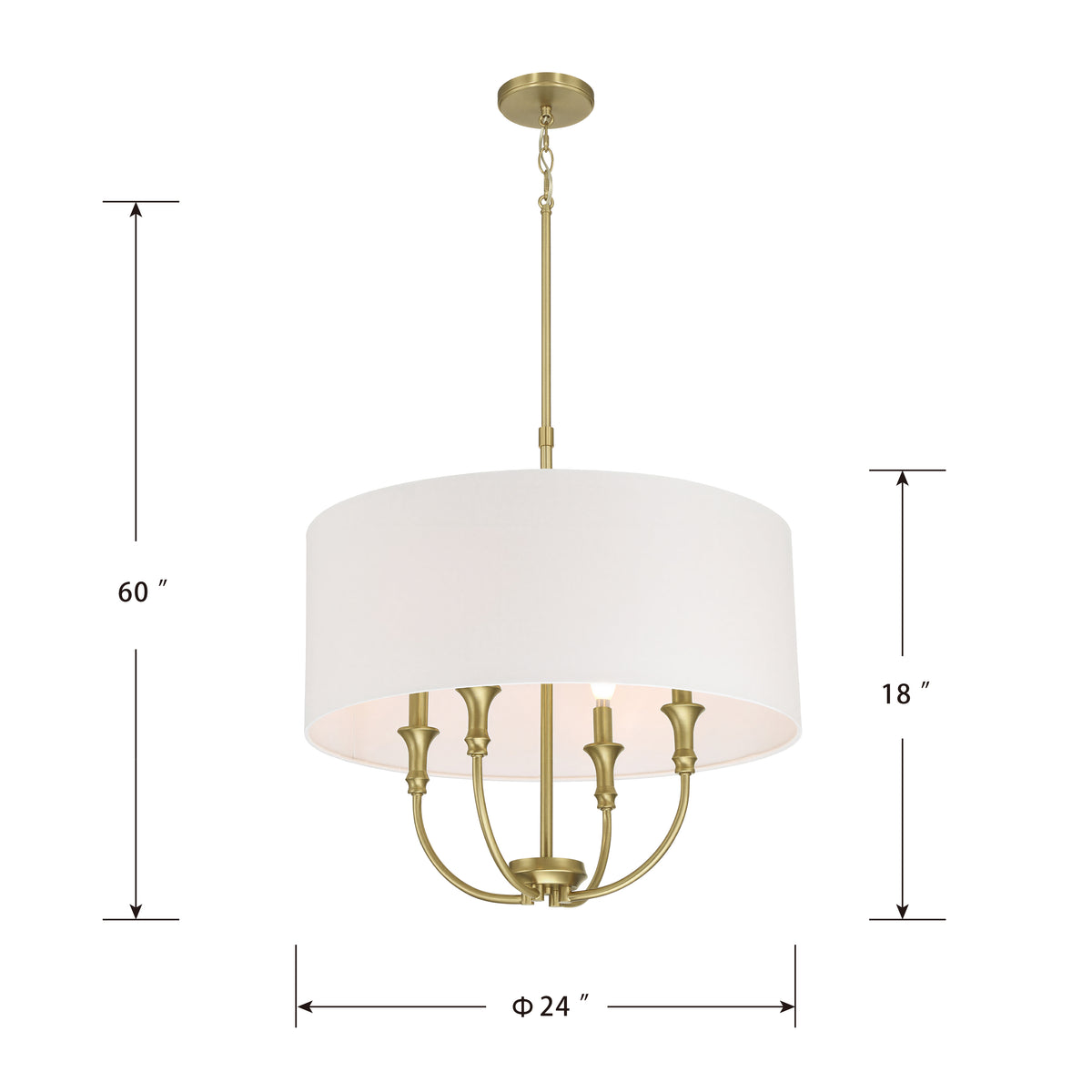 24'' Mairbourne Vintage Brass 4 Light Pendant