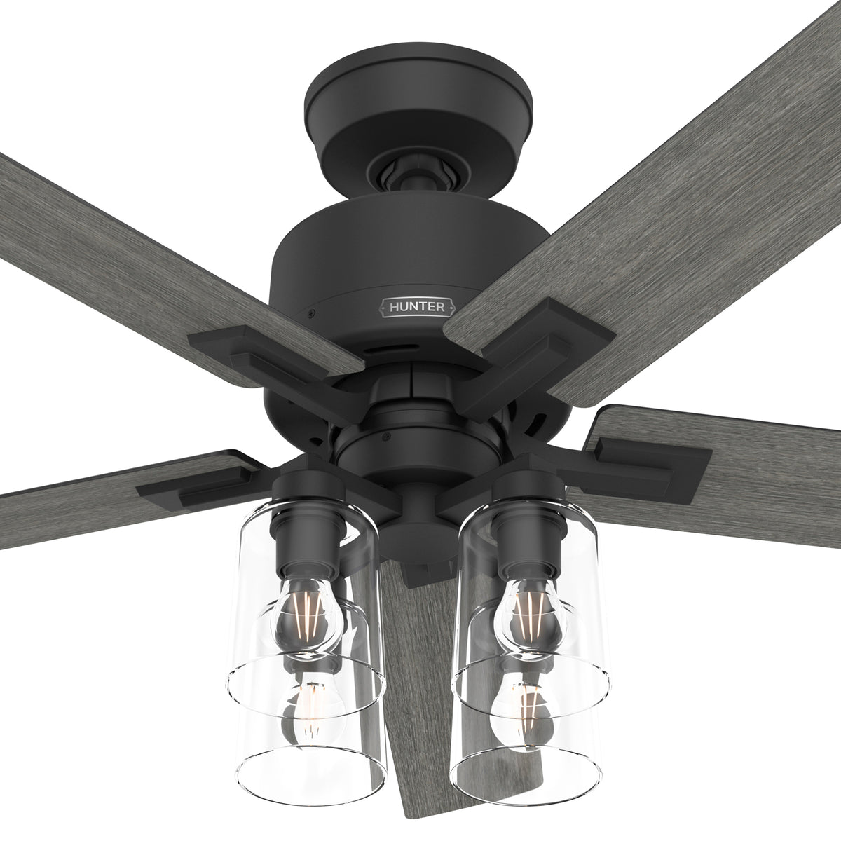 52 inch Techne Wi-Fi HunterExpress Matte Black Ceiling Fan with LED Light Kit and Handheld Remote