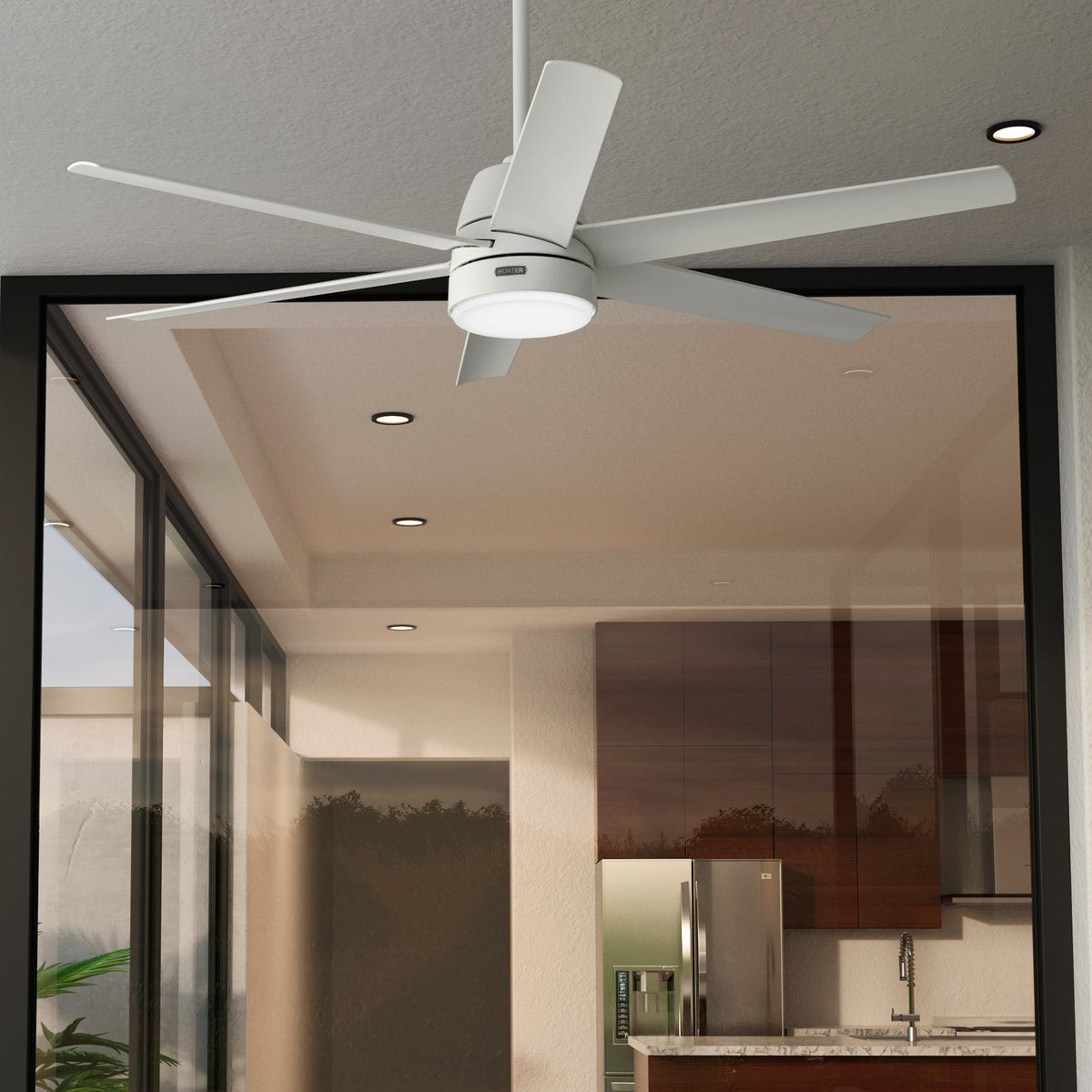 60 inch Skysail ENERGY STAR® Fresh White WeatherMax Indoor / Outdoor Ceiling Fan with LED Light Kit and Wall Control